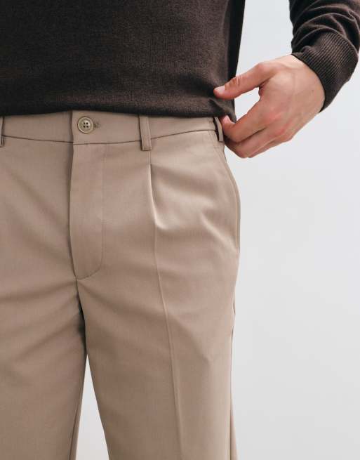 ONLY & SONS tailored tapered pants in stone, 3 of 5