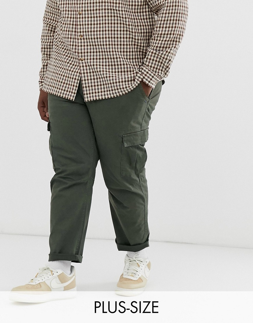Only & Sons tapered cargo trousers in khaki-Green