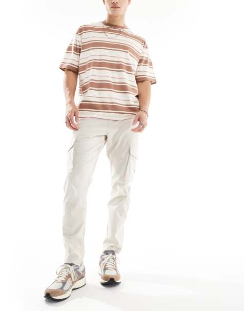 Only & Sons - Tapered cargobukser i ecrufarve i slim fit - view 1