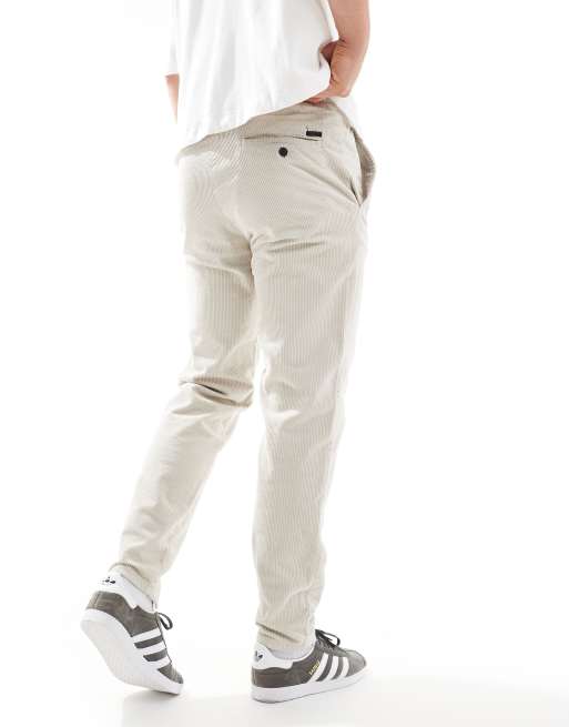 ONLY & SONS tapered cord trouser in cream, 3 of 5