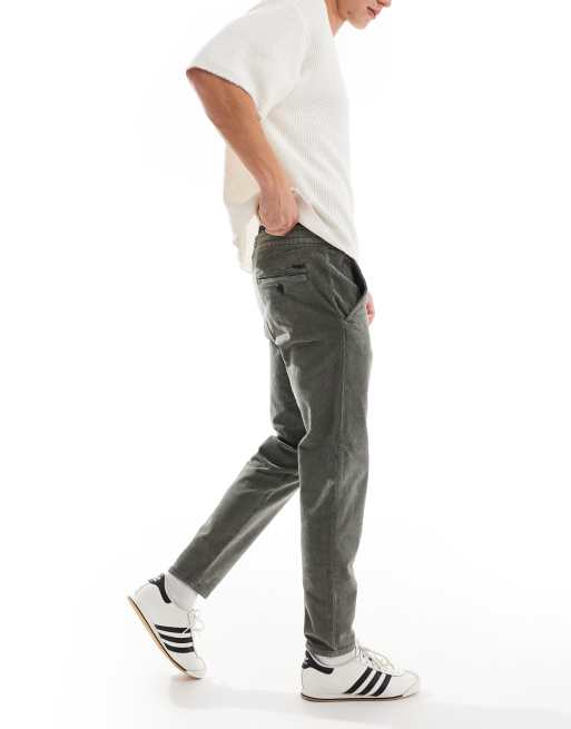ONLY & SONS tapered cord trouser in washed green, 2 of 5
