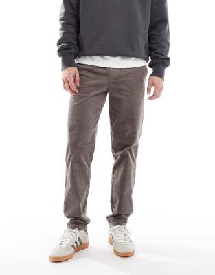 Only & Sons Tapered Corduroy Pants In Brown