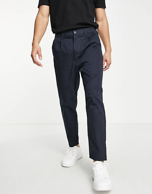 Only & Sons tapered crop chinos in navy