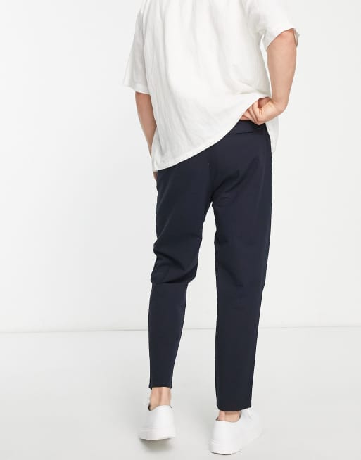 Navy cropped sale trousers mens