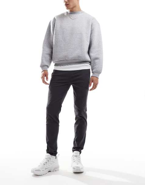 ONLY & SONS tapered fit belted cargo trouser in dark grey - view 1