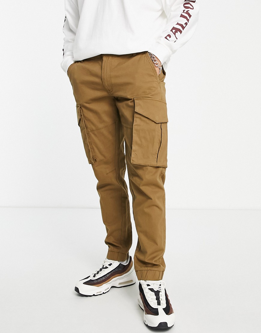 Only & Sons tapered fit cargo pants in black-Brown