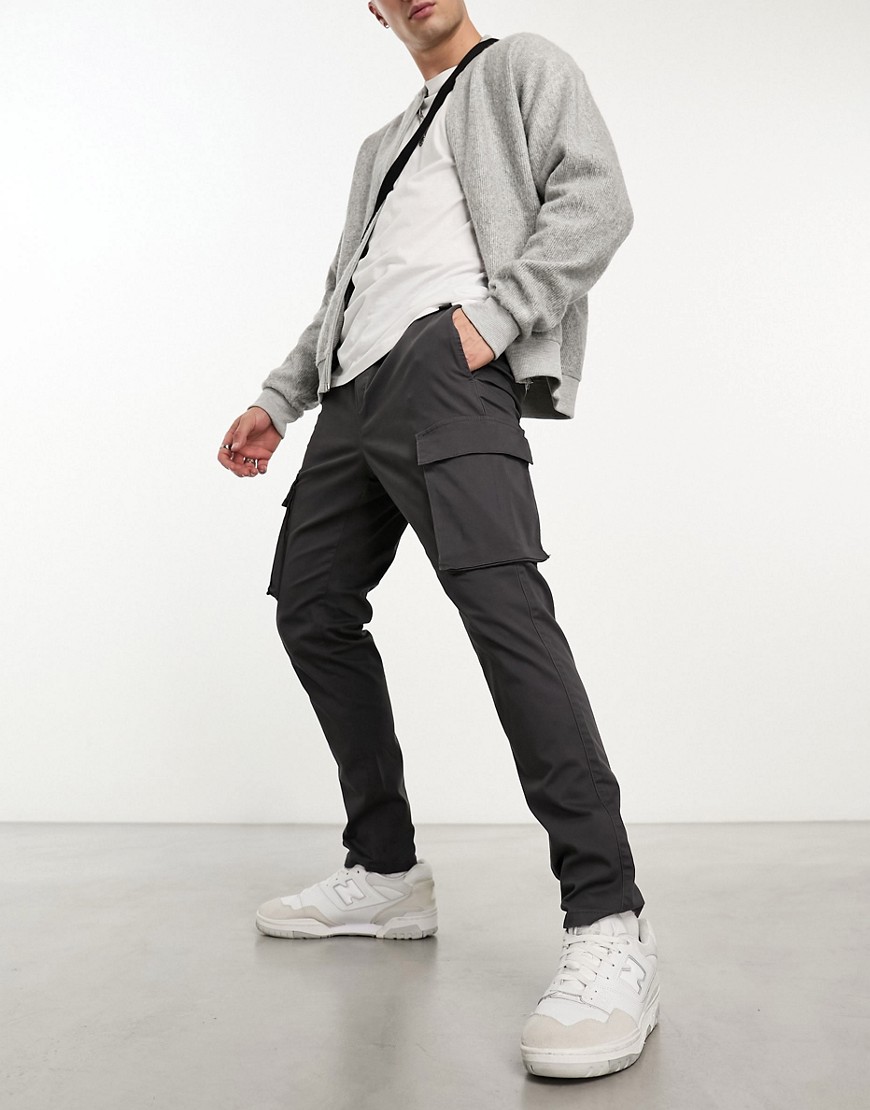 Only & Sons Tapered Fit Cargo Pants In Gray