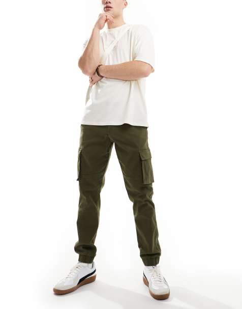 ONLY & SONS tapered fit cargo pants with cuffed bottom in khaki - view 1