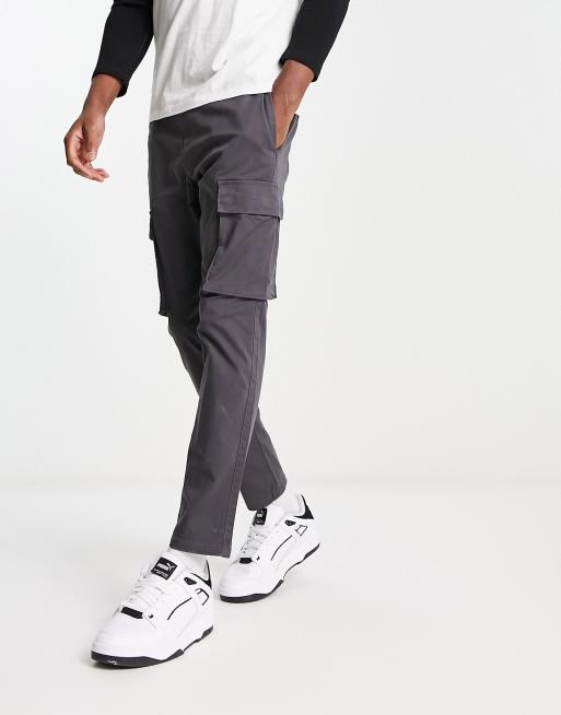 Only & Sons tapered fit cargo pants with elasticated waist in grey 