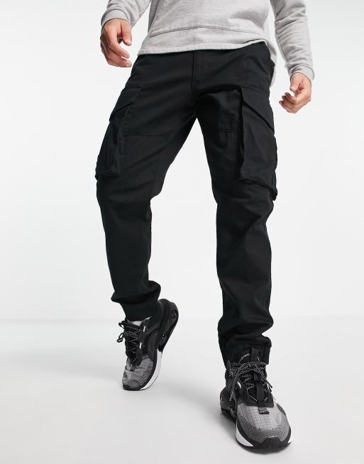 Black tapered sales cargo trousers