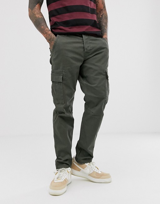 Only & Sons tapered fit cargo trousers in khaki