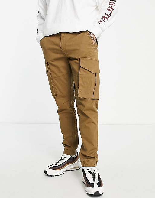 Only & Sons tapered fit cargo trousers in tan