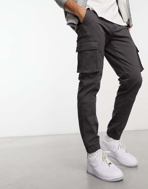 Only & Sons tapered fit cargo with cuffed bottom in gray - view 1