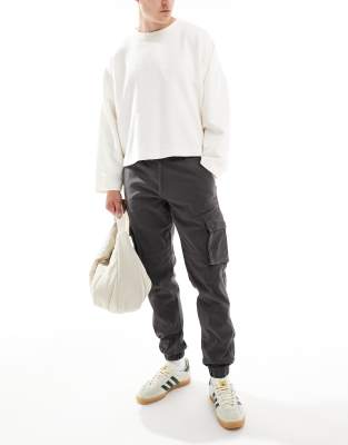 ONLY & SONS tapered fit cargo with cuffed bottom in grey