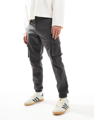 Only & Sons tapered fit cargo with cuffed bottom in gray