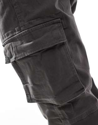 Only & Sons tapered fit cargo with cuffed bottom in gray