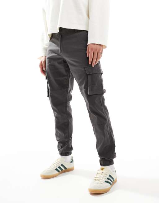 Only & Sons tapered fit cargo with cuffed bottom in gray
