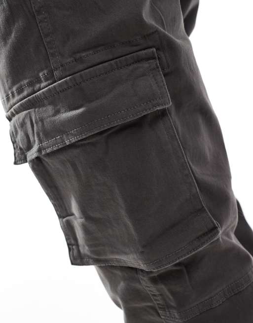 Only & Sons tapered fit cargo with cuffed bottom in gray