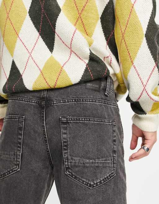 Only & Sons tapered fit cropped jeans in vintage black wash, 2 of 4