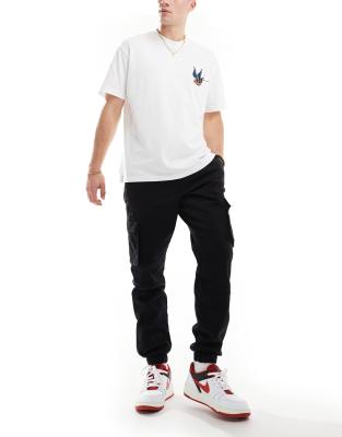 Only & Sons tapered fit cuffed cargo pants in black