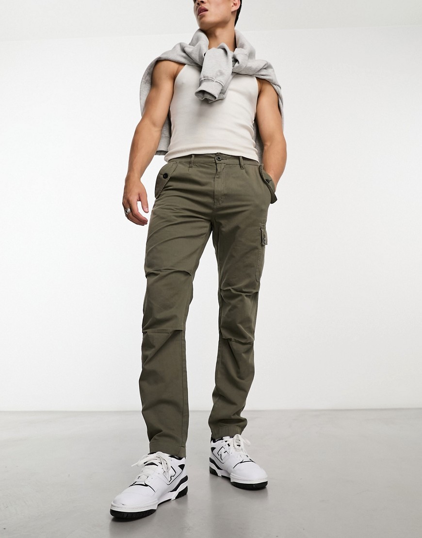 ONLY & SONS tapered fit worker cargo in khaki-Green