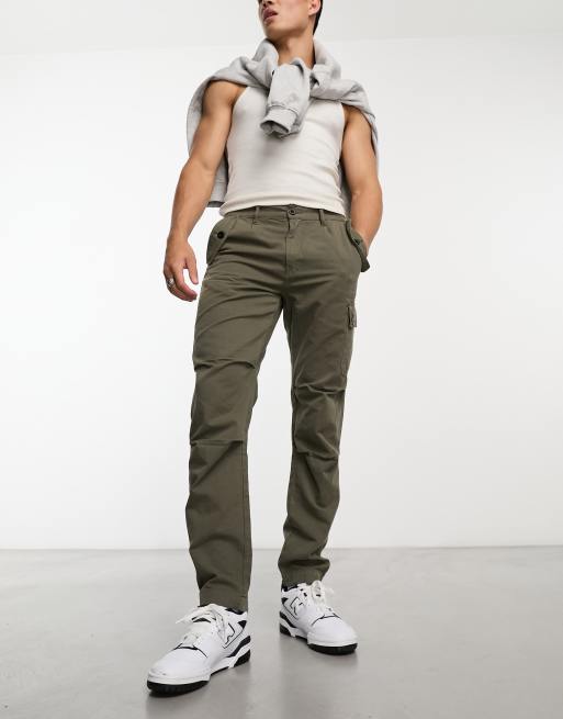 Only & Sons tapered fit worker cargo in khaki