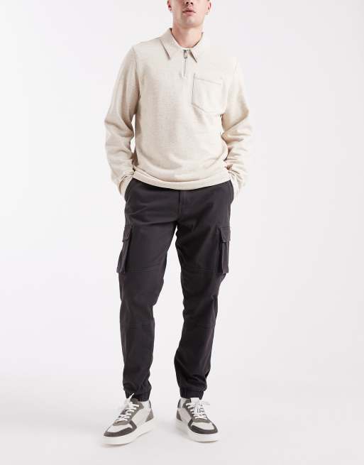 Only & Sons - Tapered grå cargobukser med tætsiddende buksekanter, 2 af 5