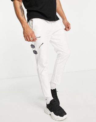 Only & Sons tapered linen mix crop trousers in white