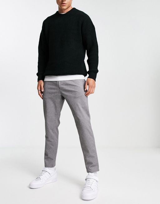 Only & Sons tapered smart pants in gray melange