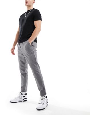 ONLY & SONS tapered smart trouser in grey melange