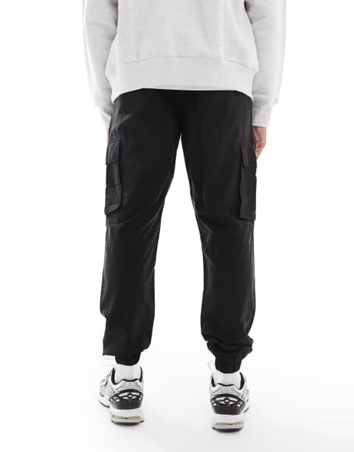 ONLY & SONS tapered tech cargo pants in black