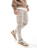 [ONLY & SONS] ONLY & SONS tapered tech cargos in stone-Neutral XS String