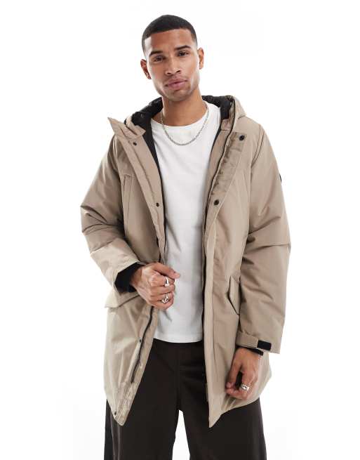 ONLY & SONS technical parka with hood in taupe, 2 of 4