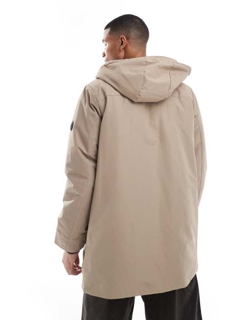 ONLY & SONS technical parka with hood in taupe, 4 of 4