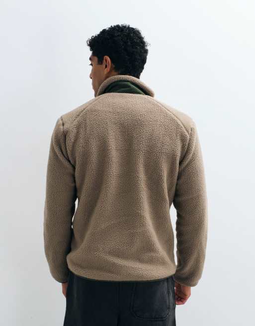 ONLY & SONS teddy-fleece med kontrastlomme i cream og khaki, 3 af 5