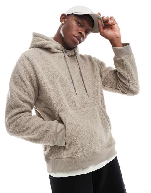 ONLY SONS teddy hoodie in beige ASOS