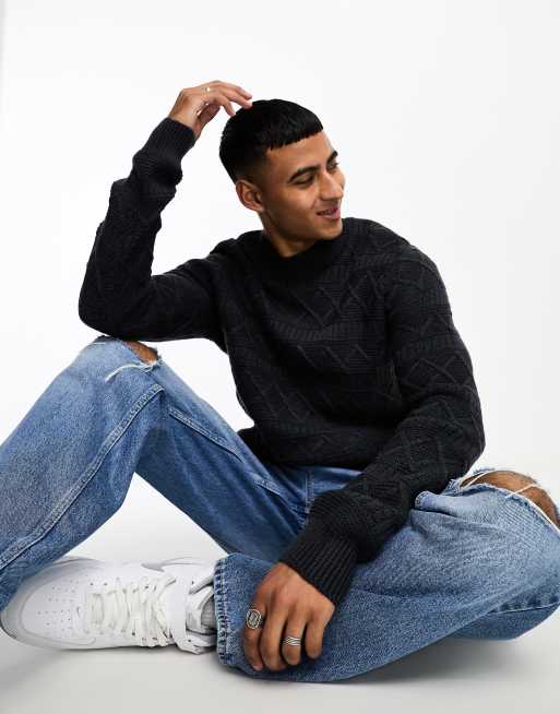 Only & Sons – Teksturowany dzianinowy sweter z okrągłym dekoltem w granatowym kolorze, 2 z 4