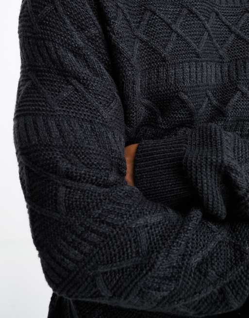 Only & Sons – Teksturowany dzianinowy sweter z okrągłym dekoltem w granatowym kolorze, 3 z 4