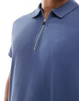 Only & Sons Texture Half Zip Polo