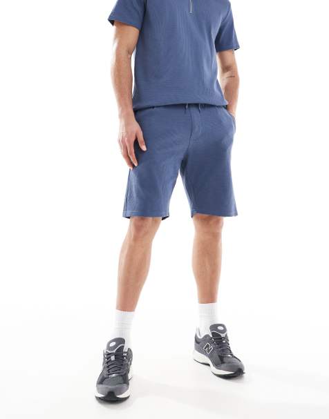 ONLY & SONS texture shorts co-ord in indigo blue - view 1