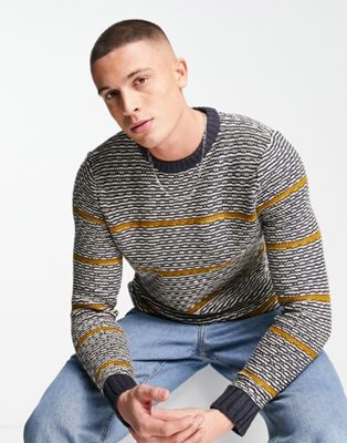 Only & Sons textured chunky knitted jumper in blue