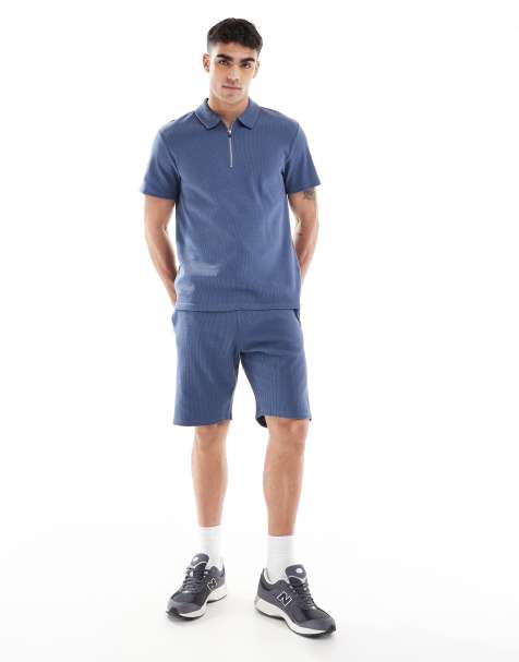 ONLY & SONS textured co-ord in indigo blue - view 1