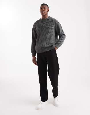 Only & Sons Textured Crew Neck Knit In Black