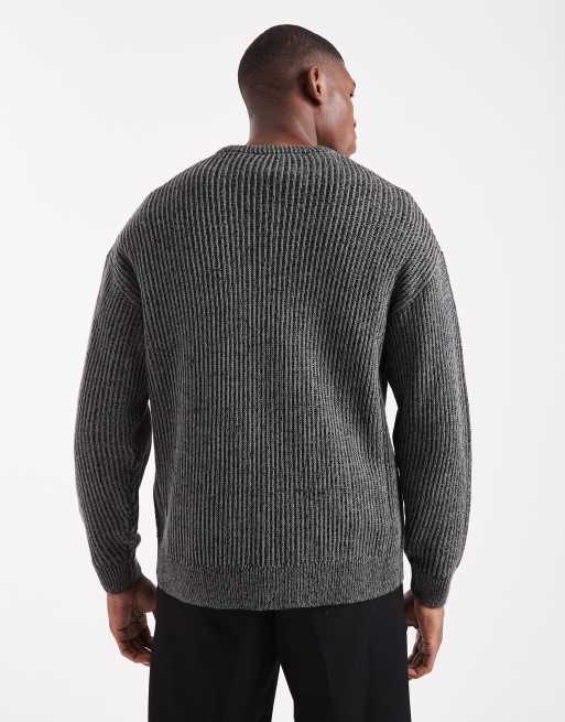 トップス EVCON JAMIESONS CREW NECK KNIT BLACK MIX Jamieson's of Shetland Men's Crew Knit in Black Mix