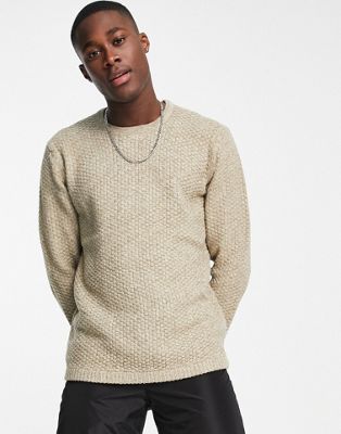 Only & Sons textured knit jumper in beige - ASOS Price Checker