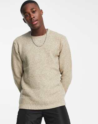 Only & Sons textured knit jumper in beige - ASOS Price Checker
