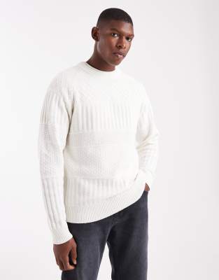 ONLY & SONS ONLY & SONS textured knit jumper in cream-White