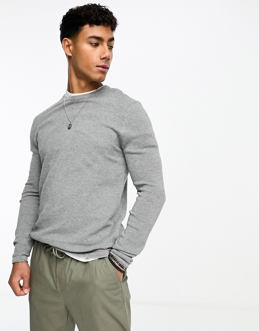 Only & Sons textured knit jumper in grey