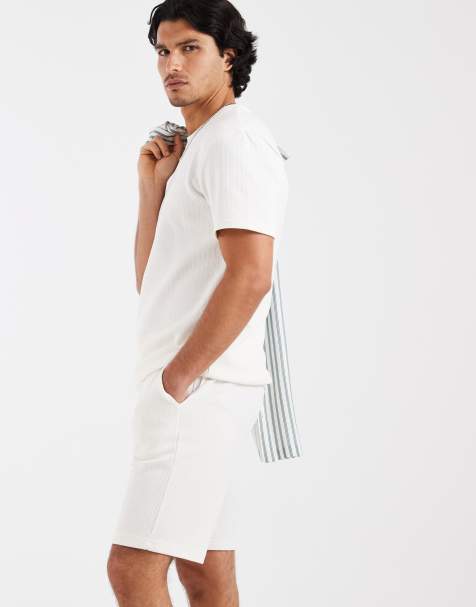 ONLY & SONS textured knit shorts in cream (part of a set) - view 1