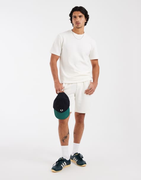ONLY & SONS textured knit shorts & knit T-shirt set in cream - view 1